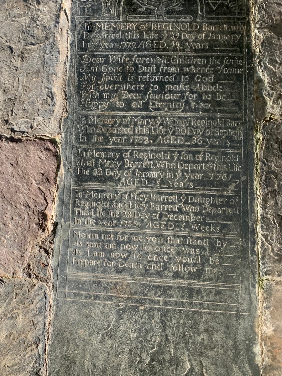 Reginold Barrett 1730-1779 & Mary Barrett 1726-1762 & Reginold Barrett 1756-1761 & Filey Barrett&nbsp;1765-1765