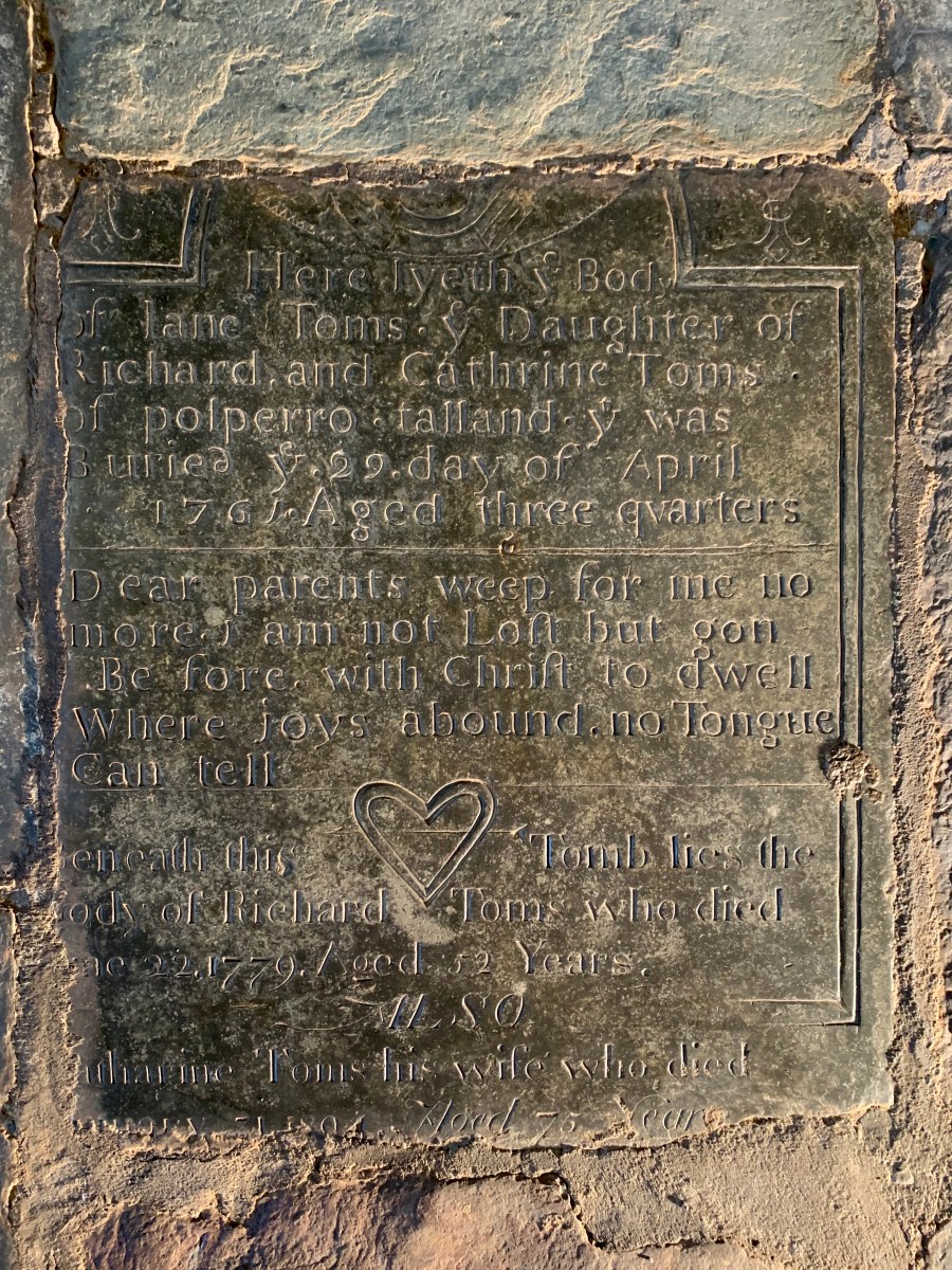 Jane Toms 1760-1761 & Richard Toms 1727-1779 & Catharine Toms&nbsp;1729-1804
