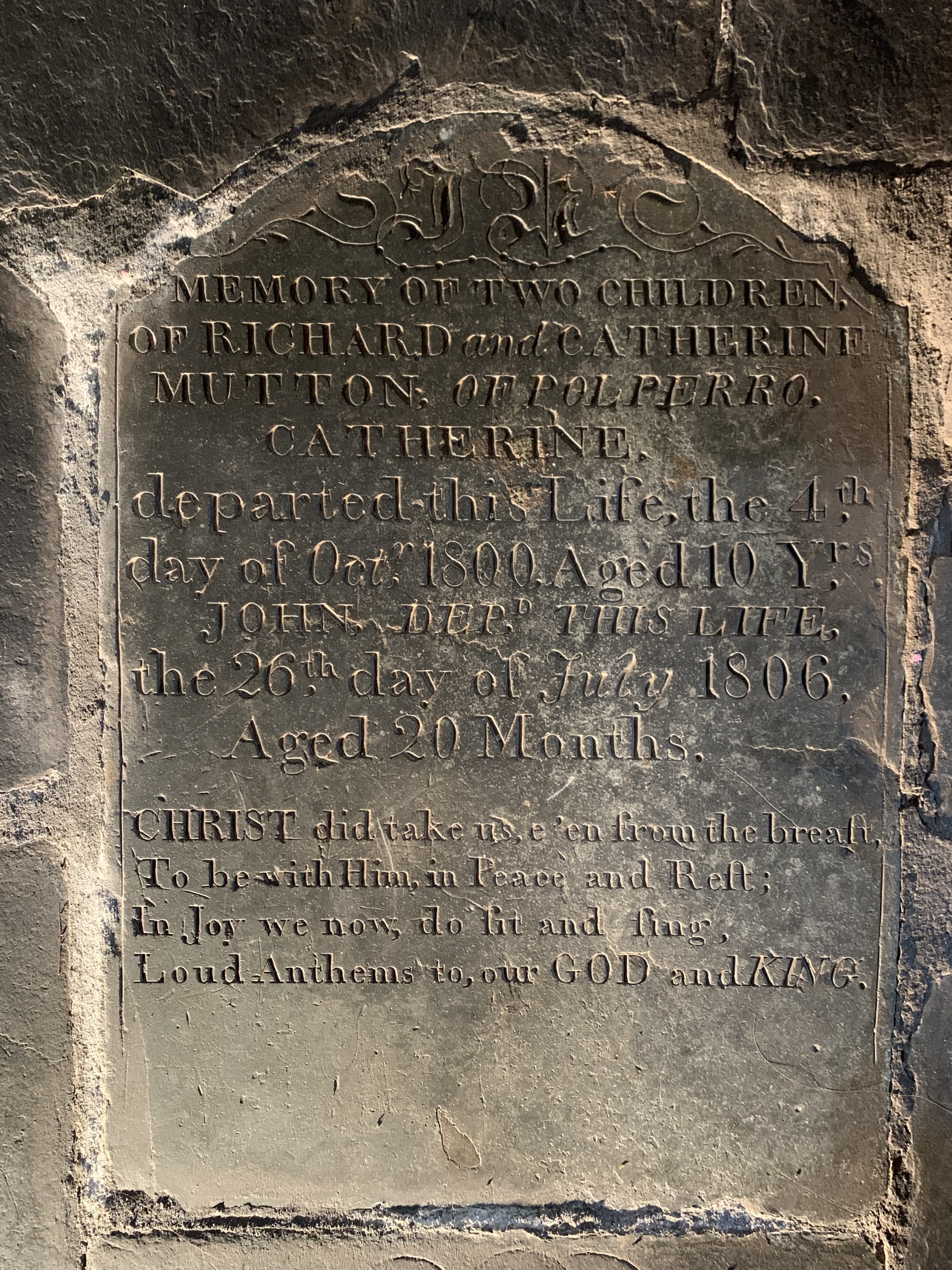 Catherine Mutton 1790-1800 & John Mutton 1805-1806 – Talland Church ...